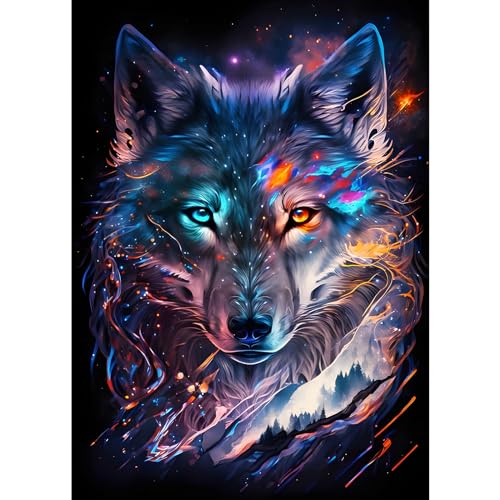 EOBROMD Diamond Painting Erwachsene Wolf, 5D Diamant Painting Bilder Erwachsene, DIY Diamond Painting Bilder Diamant Malerei Tiere Set für Wanddekoration 30x40cm von EOBROMD