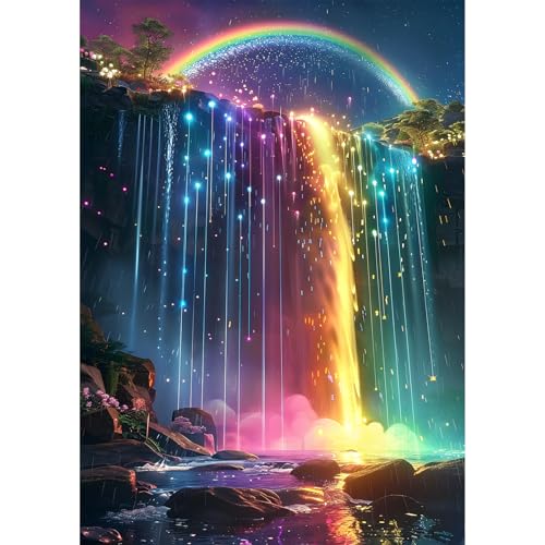 EOBROMD Diamond Painting Regenbogen, 5D Diamant Painting Bilder für Erwachsene Wasserfall, DIY Fantasie Diamant Malerei Set für Wanddekoration 30x40 cm von EOBROMD