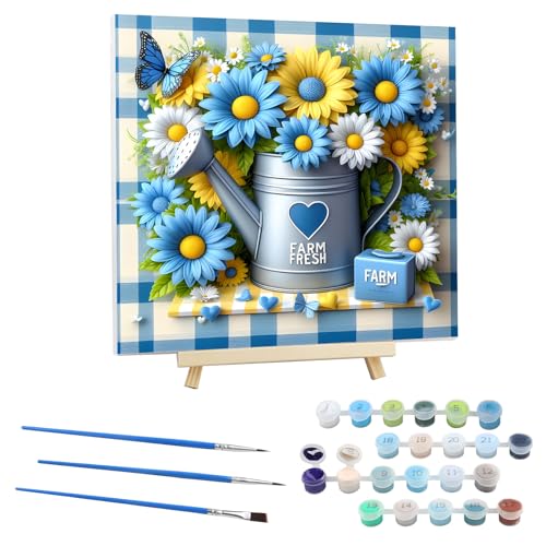 EOBROMD Malen Nach Zahlen Erwachsene mit Rahmen Blume, Schmetterling Malen nach Zahlen mit Faltenfreie Leinwand und Holzstaffelei, DIY Handgemalt Ölgemälde Kit für Anfänger Als Geschenk 30x30cm von EOBROMD