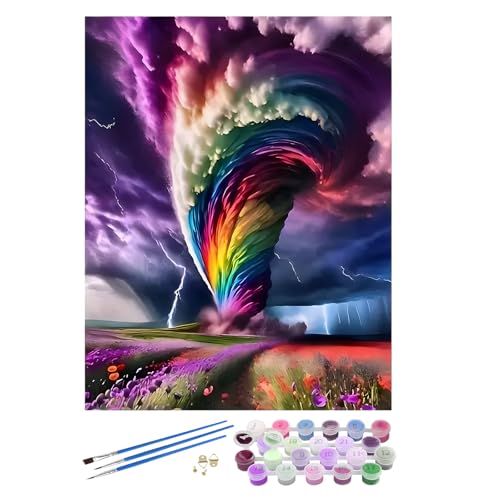 EOBROMD Malen Nach Zahlen Erwachsene Bunter Tornado, Blumen Paint by Numbers ohne Rahmen, DIY Fantasie Handgemalt Ölgemälde Kit für Anfänger Als Geschenk 40x50cm von EOBROMD