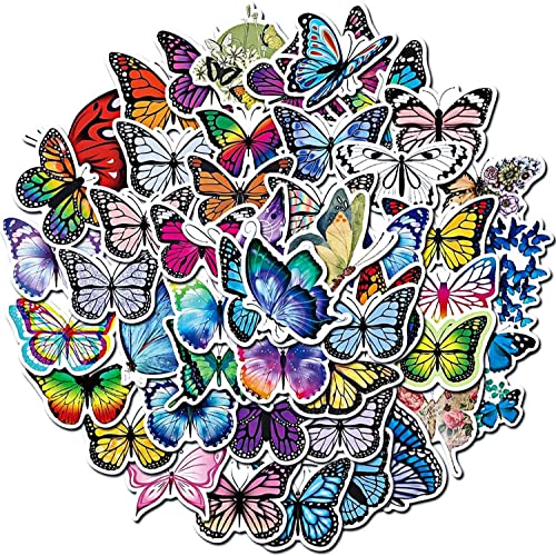 EOCOYAR Schön Schmetterling Aufkleber,Schmetterling Dekorative Sticker, 50 Stück Butterfly Aufkleber Aesthetic für Kunst, Gitarre,Wand Basteln,Laptop,Skateboard,Fahrrad,Auto von EOCOYAR