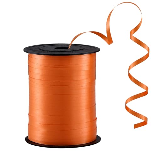 EODELLY Orangefarbenes Ringelband zum Basteln, 457 m lang, Geschenkverpackung, Luftballons, Haar und Floristen, schillernd, gekräuseltes und dünnes Band, 1,9 cm Geschenkband für Babyparty, Weihnachten von EODELLY