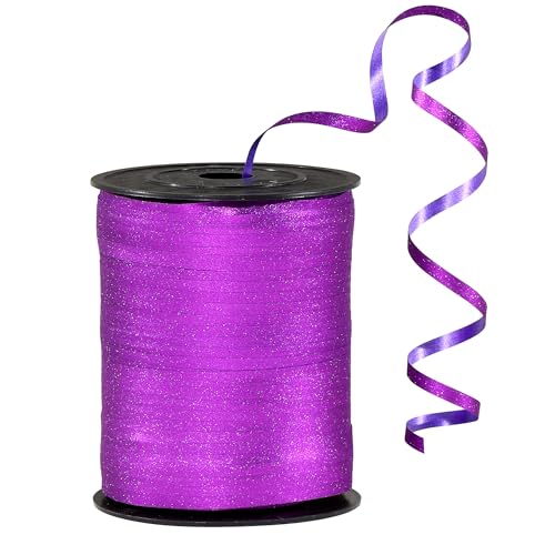 EODELLY Violettes Glitzer-Ringelband zum Basteln, 457 m lang, Geschenkverpackung, Luftballons, Haar und Floristen, schillernd, gekräuseltes und dünnes Band, 1,9 cm Geschenkband für Babyparty, von EODELLY