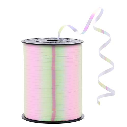 EODELLY Weißes glänzendes Ringelband zum Basteln, 457 m lang, Geschenkverpackung, Luftballons, Haar und Floristen, schillernd, gekräuseltes und dünnes Band, 1,9 cm Geschenkband für Babyparty, von EODELLY