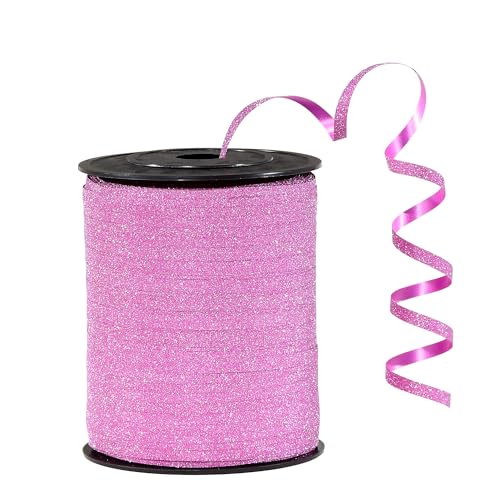 Rotgoldenes Glitzer-Ringelband zum Basteln, 457 m lang, Geschenkverpackung, Luftballons, Haar und Floristen, schillernd, gekräuseltes und dünnes Band, 1,9 cm Geschenkband für Babyparty, Weihnachten (1 von EODELLY