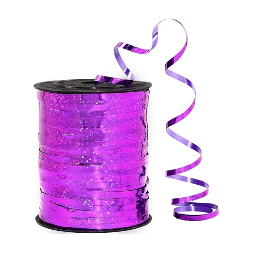 Violettes Ringelband zum Basteln, 457 m, Geschenkverpackung, Luftballons, Haar und Floristen, schillernd, gekräuseltes und dünnes Band, 1,9 cm Geschenkband für Babyparty, Weihnachten (1 Rolle) von EODELLY