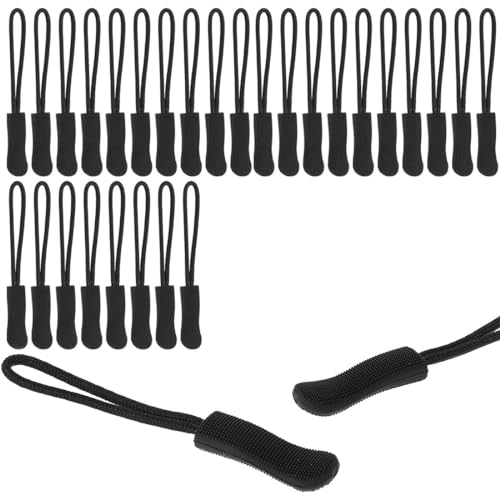 EODKSE Ersatzteile Reißverschluss Zipper, 30 Stück, Schwarz, Nylon Zip Pull, Zipper Repair, Zipper Replacement Puller für Reißverschlüsse an Sportbekleidung, Rucksäcken, Reißverschluss-Reparatur von EODKSE