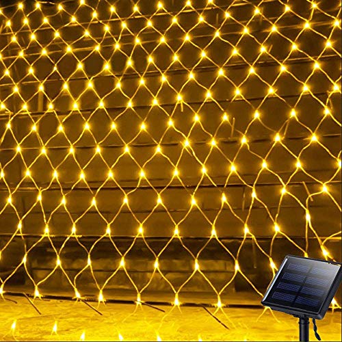 EONANT 9.8ftx 6.6ft 204LED Solarnetz Licht, 8 Muster von Mesh Weihnachtsdekoration Lichter, verwendet für Weihnachtsbaum, Garten, Party, Außenwand, Hochzeitsdekoration(Warmweiß) von EONANT