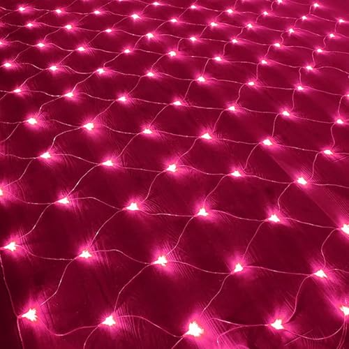 EONANT Batteriebetriebene Netz Lichterkette, 192 LED 8 Modi Mesh Wasserdicht Weitwinkel Vorhang Lichter für Busch Deck Zaun Wand Party Hochzeit Weihnachtsdekoration (Rosa, 3x2M) von EONANT