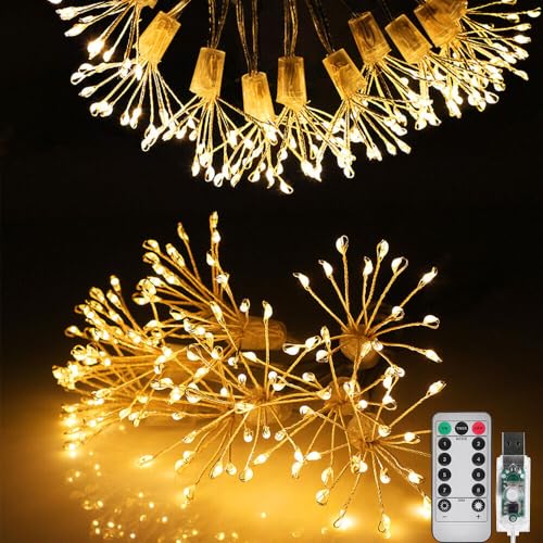 EONANT Feuerwerk Dekoration Lichterkette, USB Powered 8 Modi Weihnachten Lichter mit Fernbedienung für Hochzeit Party Dekoration Garten Patio (10in1 200led) von EONANT