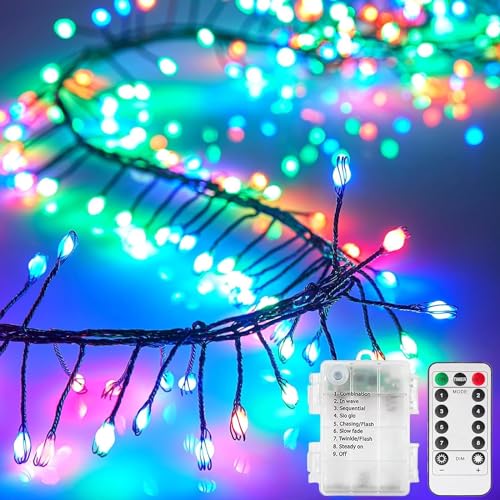 EONANT Firecracker String Lights, 9M 300LED Batteriebetrieben 8 Modus Wasserdicht Firecracker Star Cluster Lights mit Fernbedienung, DIY Schlafzimmer Weihnachten Hochzeit Party Dekoration (Mehrfarbig) von EONANT