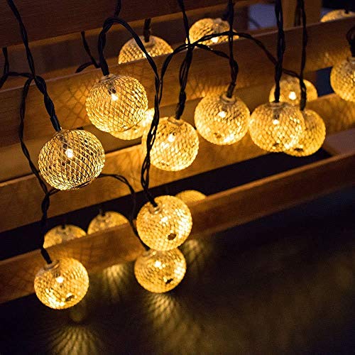 EONANT Solar Outdoor Metall Lichtkette, 15.7FT 20LED Metall warmweiß Licht Dekoration Lampe String Orientalische Atmosphäre, in festlichen Schlafzimmer Hochzeitsgarten verwendet (Laterne) von EONANT