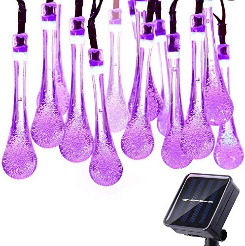 Wasser Tropfen Lichterkette, EONANT Wasser-Tropfen-feenhafte Lichter 20ft 30LEDs Solarwasser-Tropfen Wasserdicht für im Freien, Garten, Weihnachtsdekorationen (Lila) von EONANT