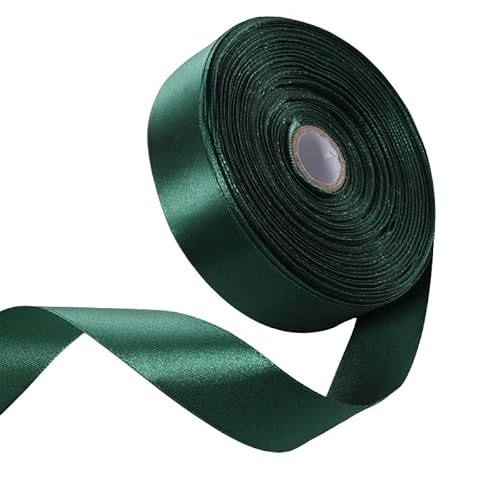 Marineblaues Band, 2,5 cm, 250 Yards, einfarbige Stoffbandrollen mit hoher Dichte, ideal zum Verpacken von Geschenken, Nähen, DIY-Schleifen, Weihnachten, Hochzeit (Smaragdgrün) von EOOXEKFX