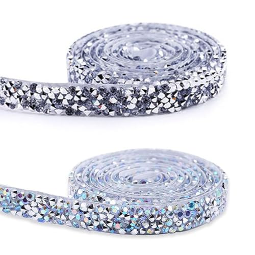 EORPAVU Ribbons,10 mm selbstklebendes Strass-Diamantband, DIY Glitzer selbstklebendes dekoratives Kunsthandwerk (2 Stück) von EORPAVU