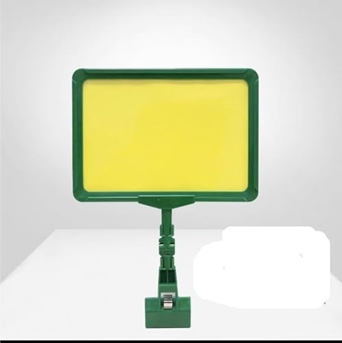 A5-Schilderhalter mit drehbarem Clip, mit transparenter Folie, gelbem Papier, horizontal und vertikal verstellbar, stabiler PVC-Clip(Green) von EPASHA