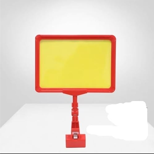 A5-Schilderhalter mit drehbarem Clip, mit transparenter Folie, gelbem Papier, horizontal und vertikal verstellbar, stabiler PVC-Clip(Red) von EPASHA