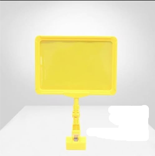 A5-Schilderhalter mit drehbarem Clip, mit transparenter Folie, gelbem Papier, horizontal und vertikal verstellbar, stabiler PVC-Clip(Yellow) von EPASHA