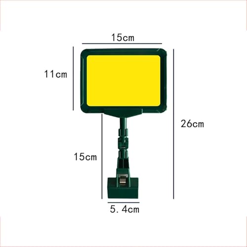 A6-Schilderhalter mit drehbarem Clip, 12er-Pack, verstellbarer horizontaler und vertikaler Displayclip mit transparenter PVC-Folie aus gelbem Papier, 3,5 cm Öffnung, ideal for Geschäfte und Märkte(Gre von EPASHA