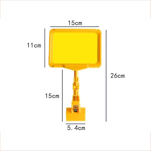 A6-Schilderhalter mit drehbarem Clip, 12er-Pack, verstellbarer horizontaler und vertikaler Displayclip mit transparenter PVC-Folie aus gelbem Papier, 3,5 cm Öffnung, ideal for Geschäfte und Märkte(Yel von EPASHA