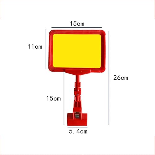 A6-Schilderhalter mit drehbarem Clip, 12er-Pack, verstellbarer horizontaler und vertikaler Displayclip mit transparenter PVC-Folie aus gelbem Papier, 3,5 cm Öffnung, ideal for Geschäfte und Märkte(Red von EPASHA