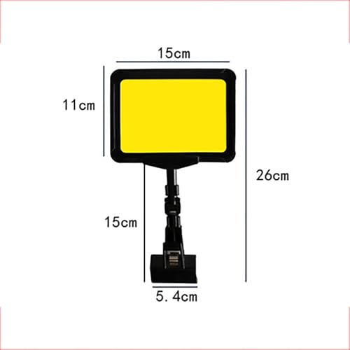 A6-Schilderhalter mit drehbarem Clip, 12er-Pack, verstellbarer horizontaler und vertikaler Displayclip mit transparenter PVC-Folie aus gelbem Papier, 3,5 cm Öffnung, ideal for Geschäfte und Märkte(Bla von EPASHA