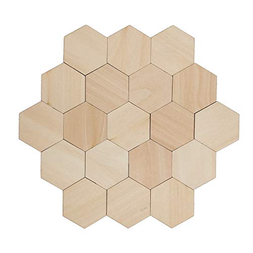 Blanko-Holzscheiben, sechseckige Holzstücke, sechseckige Holzscheiben, natürliche blanke sechseckige Holzausschnitte for DIY-Basteluntersetzer(90mm) von EPASHA