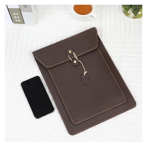 Leder-Umschlag-Geldbörse, Leder-Dokumentenhalter, Aktenordner, Leder-Umschlagetui, Computertasche, Leder-Laptop-Innentasche, Retro, einfache Tablet-Aufbewahrungstasche für(Coffee) von EPASHA