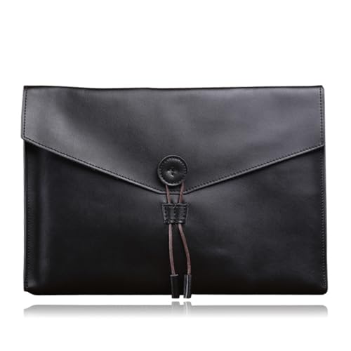 Leder-Umschlag-Geldbörse, Leder-Dokumentenhalter, Aktenordner, Leder-Umschlagetui, Leder-Business-Aktentasche, A4-Papierdatei, Bürotasche, Rindsleder-Tasche für(Black) von EPASHA