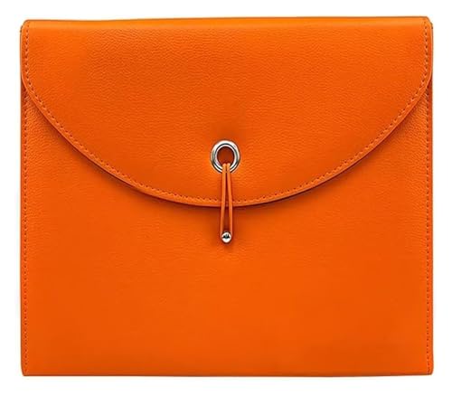 Leder-Umschlag-Geldbörse, Leder-Dokumentenhalter, Aktenordner, Leder-Umschlagetui, Leder-Sortiertasche, mehrschichtige Organtasche for Dokumente (schwarz)(Orange) von EPASHA