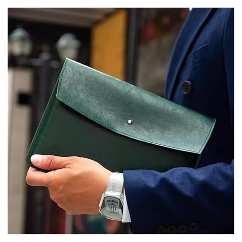 Leder-Umschlag-Geldbörse, Leder-Dokumentenhalter, Aktenordner, Leder-Umschlagetui, tragbare Dokumententasche, Business-Leder-Clutch-Tasche for Dokumente (rot)(Green) von EPASHA