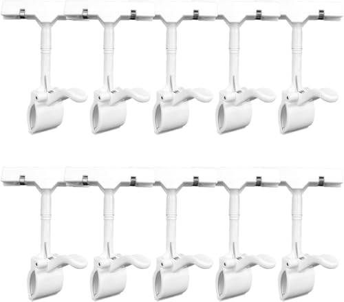 Schilderhalter for Anklipsen – 10er-Pack, um 360° drehbarer Preiskartenständer, Displayhalter aus Kunststoff mit Doppelclip for Einzelhandelsgeschäft, Supermarkt, Büro(White) von EPASHA