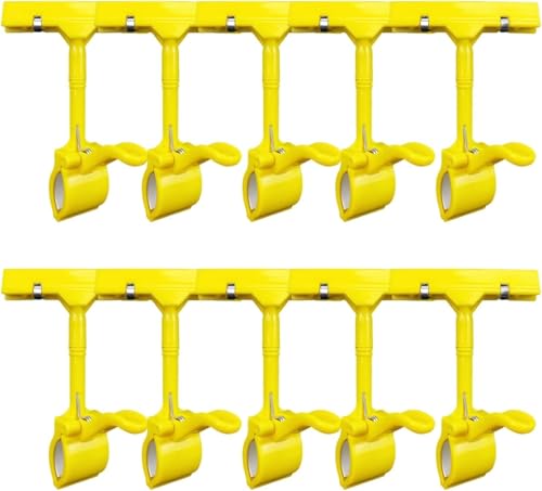 Schilderhalter for Anklipsen – 10er-Pack, um 360° drehbarer Preiskartenständer, Displayhalter aus Kunststoff mit Doppelclip for Einzelhandelsgeschäft, Supermarkt, Büro(Yellow) von EPASHA