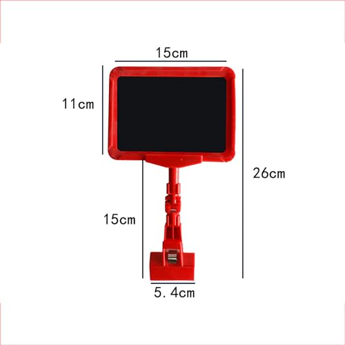 Schwenkbarer A6-Schilderhalter, Display-Clip mit schwarzer PVC-Platte, horizontal und vertikal verstellbar, 360° drehbar, Doppel-Clip-Design for Supermärkte, Geschäfte, Obststände(Red) von EPASHA