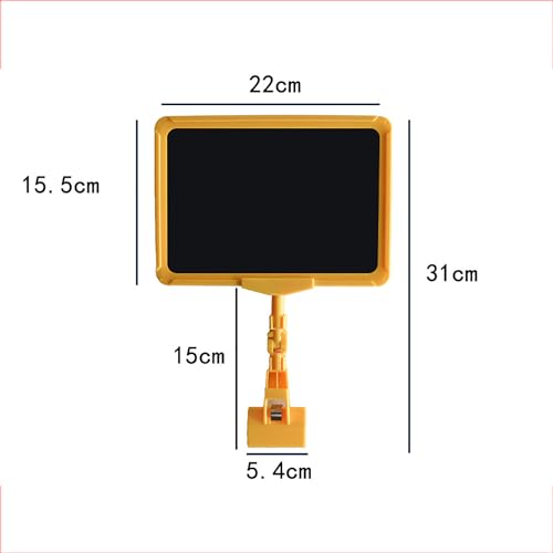 Schwenkbarer A6-Schilderhalter, Display-Clip mit schwarzer PVC-Platte, horizontal und vertikal verstellbar, 360° drehbar, Doppel-Clip-Design for Supermärkte, Geschäfte, Obststände(Yellow) von EPASHA