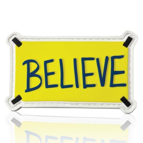 EPIC Goods Believe PVC Patch Motivational Moral Patch | Coach Lasso Funny Tactical Patch für Rucksack Weste Hundegeschirr, 1.9L x 3W, Gelb, Blau, Weiß von EPIC Goods