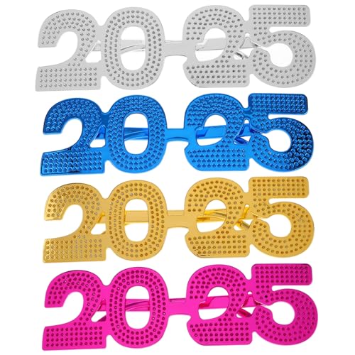 EPIGEIST 1 Satz 2025 Brille 2025 Tanzbrille Klasse Der 2025-brille Lustige Brillen 2025 Zahlenbrille Abschlussbrille Partyzubehör Für Silvester 2025 Blaulichtbrille Damen Trendy Stk 4 Stück von EPIGEIST