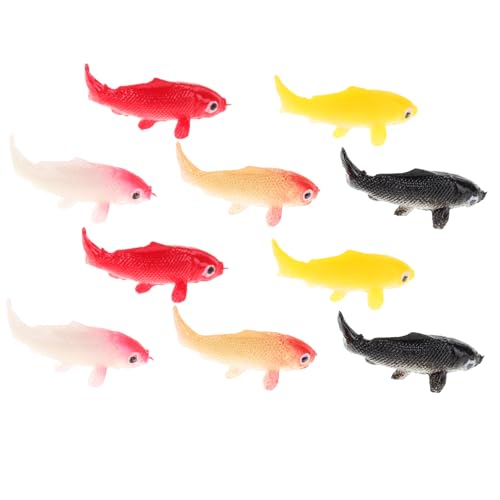 EPIGEIST 10 Stück Goldfischglas-Ornament Puffer Qualle Farn Kühler Gefälschter Fisch Versteck Fisch-Cupcake-Topper Ausgestopftes Fisch-plüschtier Miniatur Aquarienpflanze Harz von EPIGEIST