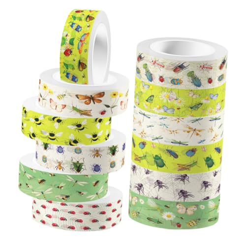 EPIGEIST 12 Rollen Teiliges Insekten Washi Tape Transparentes Scrapbook Klebeband mit Schmetterling und Libelle Selbstklebendes Bastelband für DIY Journaling Geschenkverpackung und EPIGEIST 12 Rollen Teiliges Insekten Washi Tape Transparentes Scrapbook Klebeband mit Schmetterling und Libelle Selbstklebendes Bastelband für DIY Journaling Geschenkverpackung und von EPIGEIST