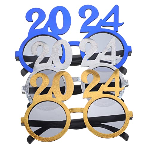 EPIGEIST 2 Sätze 2024 Brille Neujahrsbrille 2024 Trendy Brillen Für Das Neue Jahr 2024 Frohes Neues Jahr Brille Partybrille Für Silvester-party-brille Plastik 3 Stück * 2 von EPIGEIST