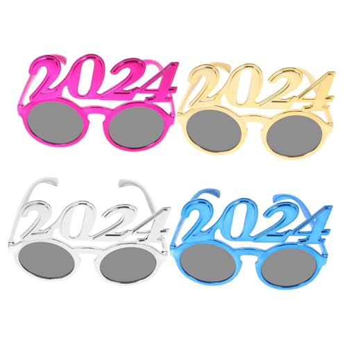 EPIGEIST 4 Stück 2024 2024 Digitale Brille Partyartikel Für Zahlenbrille 2024 Brille Weingläser Brille Für Frauen Lustige Brille Neonparty Coole Brille Sonnenbrille Masse Tiaras Stk von EPIGEIST