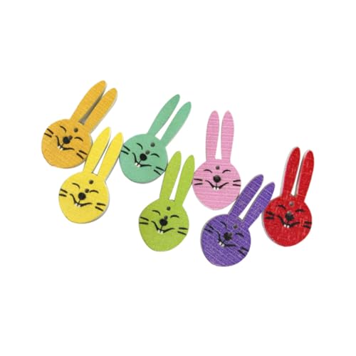 EPIGEIST 50pcs Smiling Rabbit Shape Holzknöpfe Bunte -loch-knöpfe Bunny Design DIY Handcraft Zubehör Zum Nähen Von Kleidung Schuhe Hüte (verschiedene Farben) von EPIGEIST