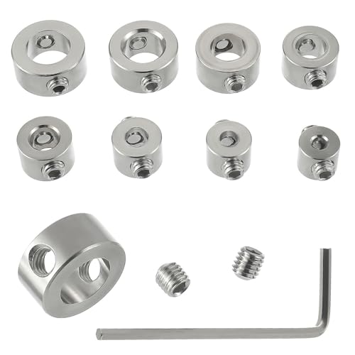 EPLZON 3/4/5/6/7/8/9/10mm 8 Stück Tiefenanschlagringe Set Bohrer Stellungsregler Ring HSS Locator Tiefenbegrenzer 3 bis 10mm mit Sechskantschlüssel für bohrer holzbearbeitung von EPLZON