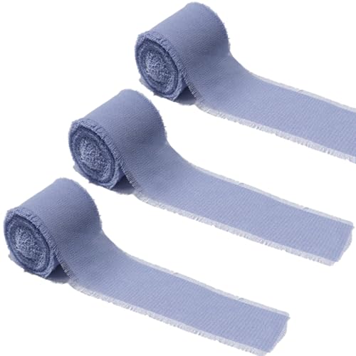 EPLZON Dunstblau Chiffonband 3,8 cm Fringe Chiffon Ribbon, Gemischtes Fransenband-Set, Chiffon-Seidenband für Hochzeitseinladungen, Geschenkverpackung, dekoratives Band, 3 Rolls von EPLZON