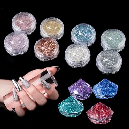 EPODA 8 Stück Bastel Glitzer Set, Epoxidharz Glitzer, Glitzerpulver Set zum Basteln für Epoxy Resin, DIY Crafts, Glitter, Craft Glitter, Body Nail Glitter von EPODA