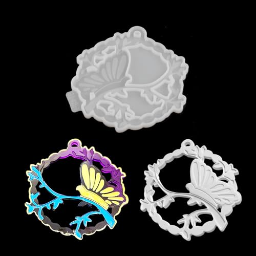 EPODA Epoxidharz Form Schmetterling, Silikonformen Gießformen Schmetterling, Silikonform Anhänger mit Loch von EPODA