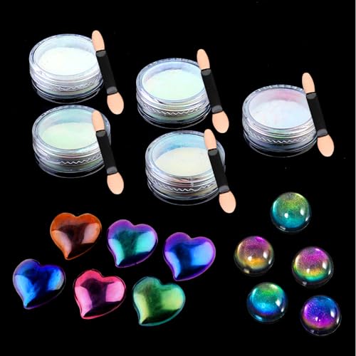 EPODA Epoxidharz Glitzer Basteln, Glitzerpulver Mit 5er-Pack Pinsel, Glitzer FüR NäGel, Resin, Farbe, Handwerk von EPODA