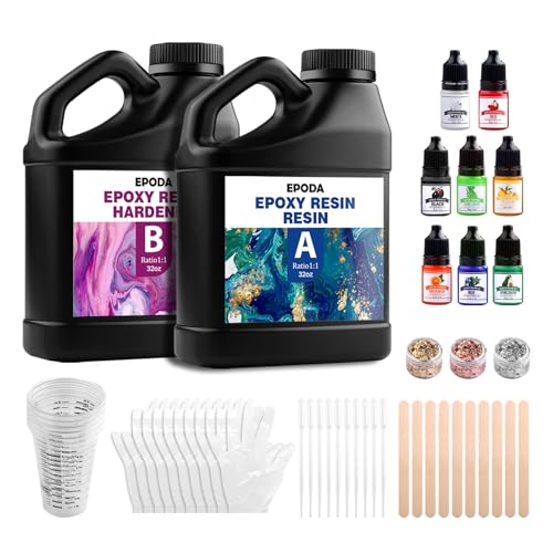 EPODA Epoxidharz Set, Epoxidharz 64oz/1.9L, Epoxy Resin Set, 1:1 Nach Volumen, Blasenfreies Resin GießHarz von EPODA