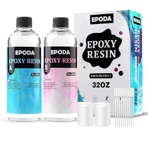 EPODA Epoxidharz Set, 1000ml/32oz Epoxidharz Set Anfänger, 1:1 Nach Volumen, Blasenfreies Resin GießHarz, Epoxidharz Mit Härter von EPODA