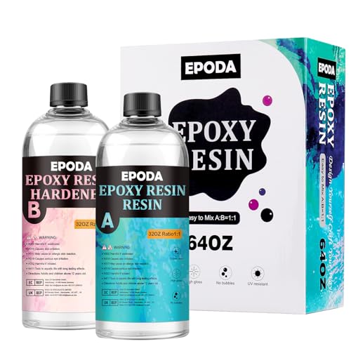 EPODA Epoxidharz mit Härter, Epoxidharz 64oz/1.9L, Resin GießHarz 1 Zu 1, Epoxidharz Set Anfänger, Glasklar Gießharz Epoxy Resin von EPODA